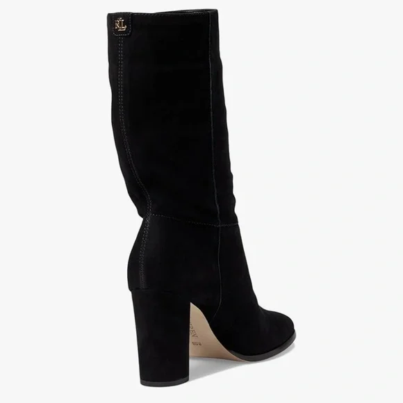 Ralph Lauren Black Heeled Boots with Pointed Toe - Picture 2 of 11